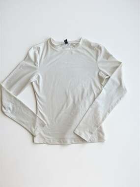 Trendyol White Long Sleeve Crew Neck Slim Fit Top